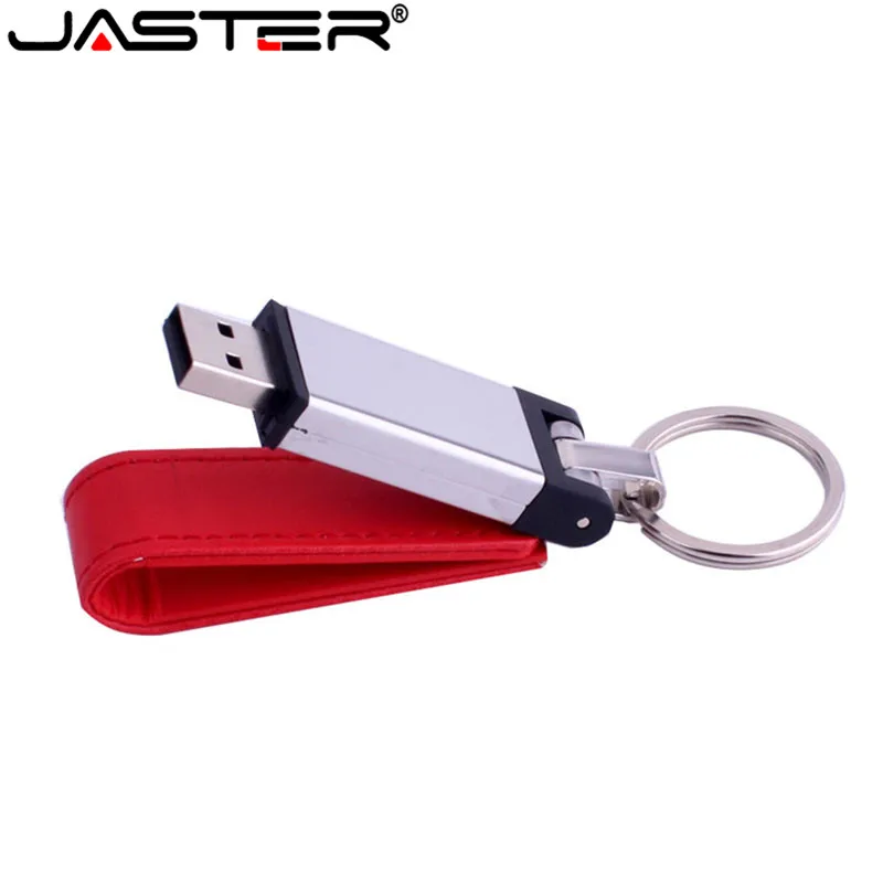 Логотип Jaster Кожа usb с металлическим брелком USB флэш-накопитель Флешка 4 ГБ 8 ГБ 16 ГБ 32 ГБ 64 Гб карта памяти