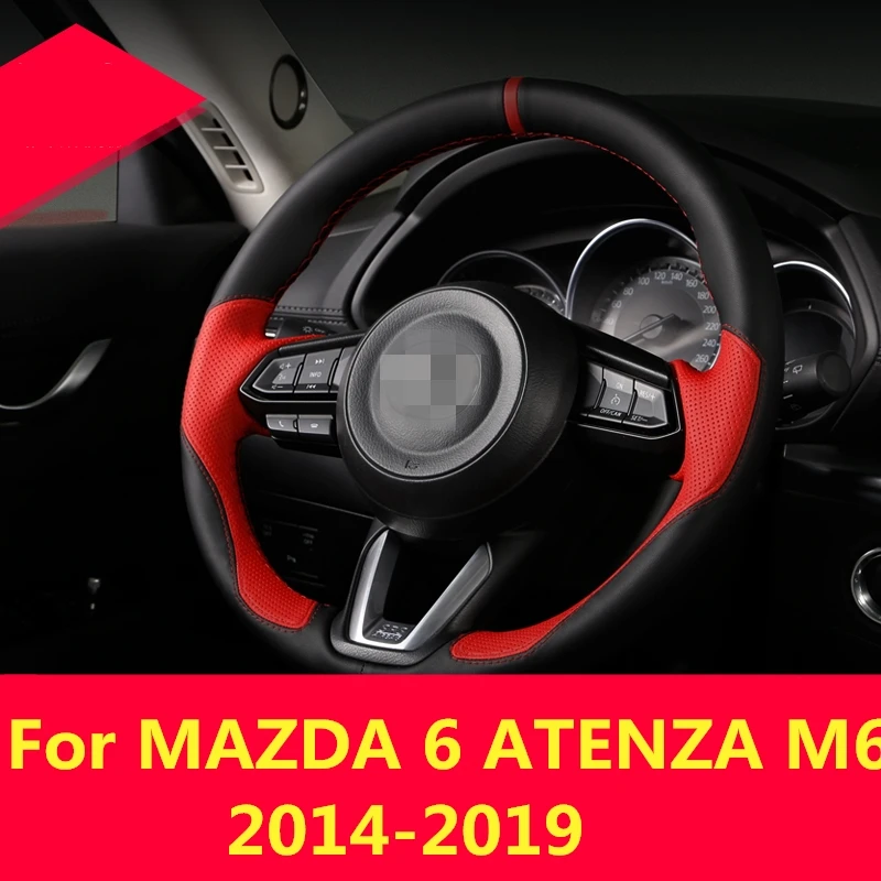 Кожаный чехол на руль для MAZDA 6 ATENZA M6 2014 2019 ручная работа|Хромирование| |