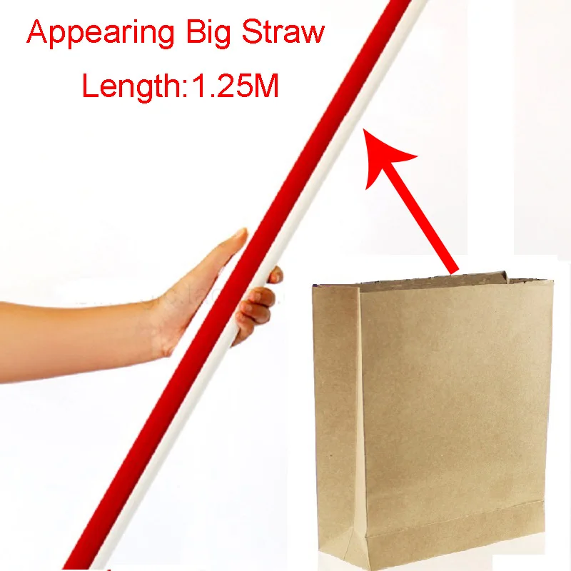 Appearing Big Straw From Empty Bag Hat Sucker 125cm Stage Magic Tricks Close Up Magic Tricks