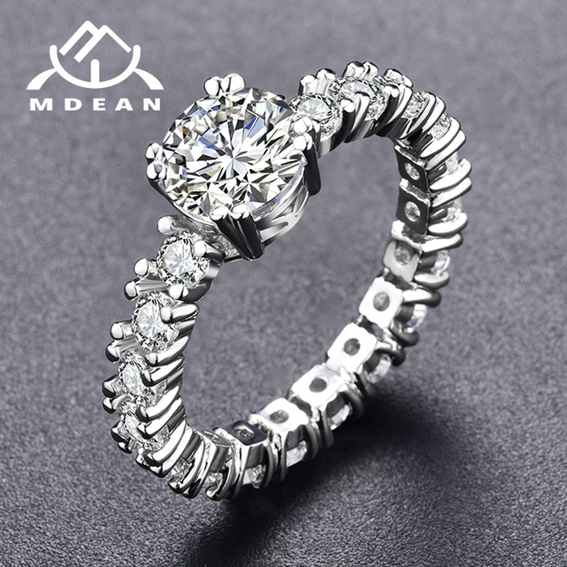 MDEAN обручальные кольца белого золота для женщин, белые AAA циркониевые ювелирные изделия, модное женское обручальное кольцо, размеры 5-12 H373