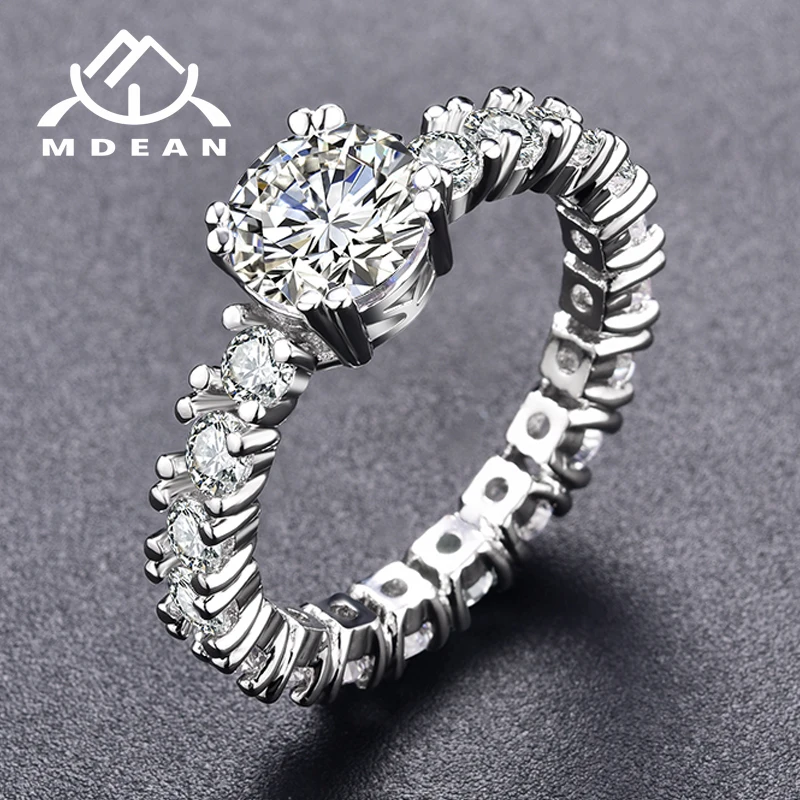 

MDEAN White Gold Color Engagement Rings For Women White AAA Zircon Jewelry Fashion Women Wedding Ring Size 5-12 H373
