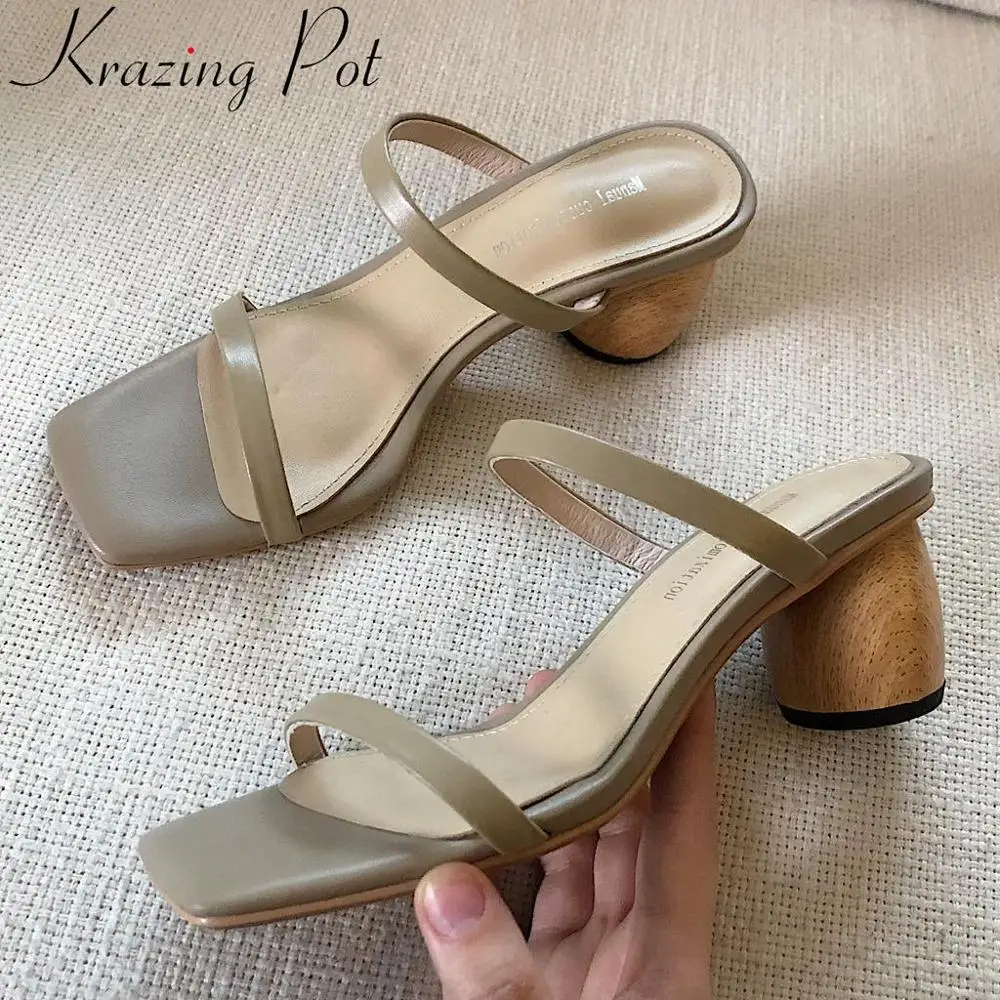 Krazing وعاء جلد طبيعي الانزلاق على مشبك معدني خشبية أسفل الوجه بالتخبط الشارع الشهير الأوروبية سويتي فتاة عطلة الصنادل L03 Krazing وعاء جلد طبيعي الانزلاق على مشبك معدني خشبية أسفل الوجه بالتخبط الشارع الشهير الأوروبية سويتي فتاة عطلة الصنادل L03