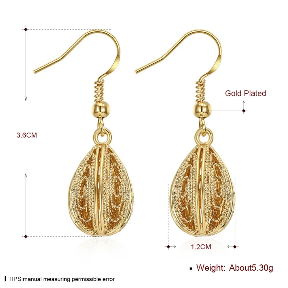 

Wholesale 925 sterling silver beautiful jewelry earrings, zircon droplets shaped hollow romantic ladies earrings yellow E214-A