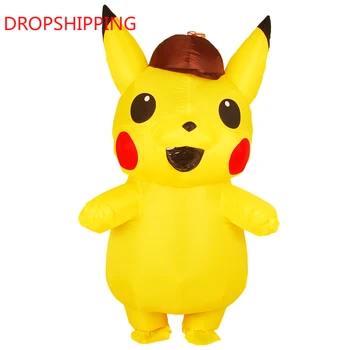 

KOOY Pikachu Halloween costumes Pokemon Detective Mascot Inflatable Pikachu Costume Anime cosplay Halloween Dress for Adult