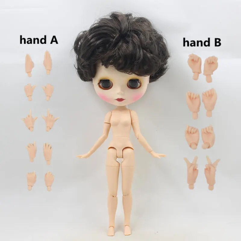 Fortune Days Nude Blyth Кукла № BL950 черный серый волос суставы тела матовая кожа фабрика Blyth - Цвет: like the picture