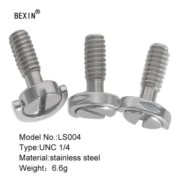 5 Viti 1/4 Per Treppiedi Fotocamera - Con Anello A D, Acciaio Inox - Per Piastre Sgancio Rapido, Monopiedi, Obiettivi - Foto 3