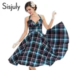 Save 2.47 on Sisjuly vintage dress 1950s spring strapless pin up playful cute dress 2017 summer plaid patchwork elegant party vintage dresses