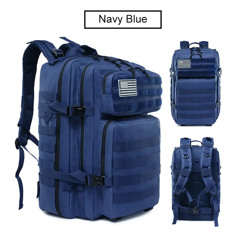 50L Military Tactical Backpack Molle Army Assault Bag Hiking Camping Hunting Backpack Outdoor Waterproof Big Bag Travel Rucksack - Цвет: Navy-blue