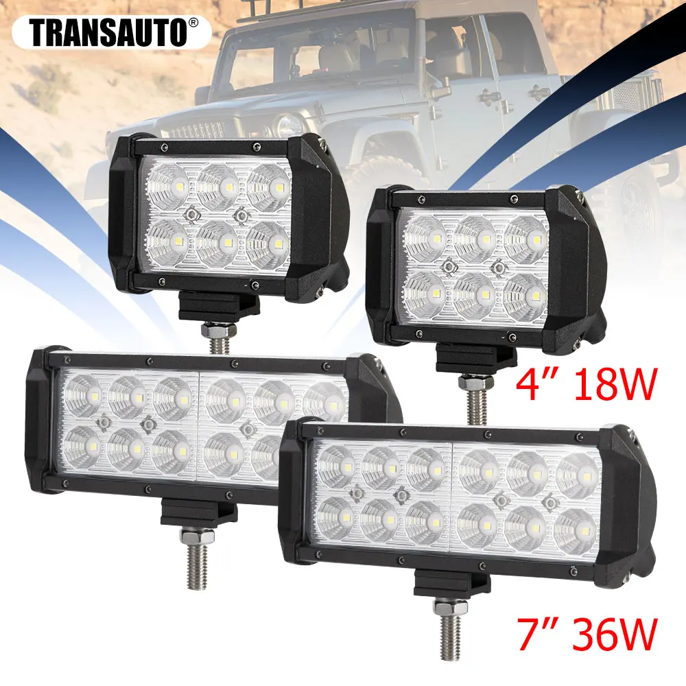 

2Pcs 4/7 Inch 18W/36W Flood LED Light Bar Offroad Fog Pods Lights 4wd LED Driving Lamp Work Lights Daytime Running bulb