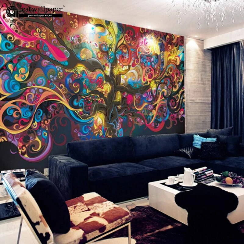 Living room TV background wall wallpaper murals personalized customized 3D stereoscopic