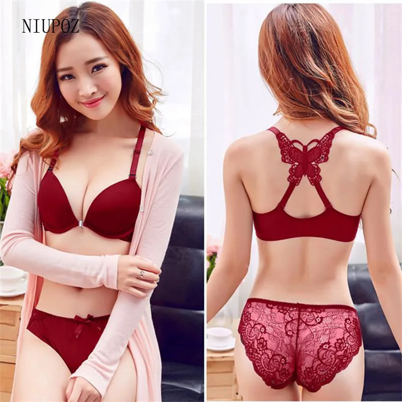 

2 Piece Lingerie Lace Bows Sexy Lace Bras Red Gather Pantie and Bras Sets