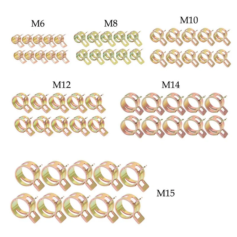 100 шт., 6-22 мм, зажим для топливной пружины, шланг, водопровод, воздушный зажим, крепеж, автомобильная система охлаждения, 10 размеров