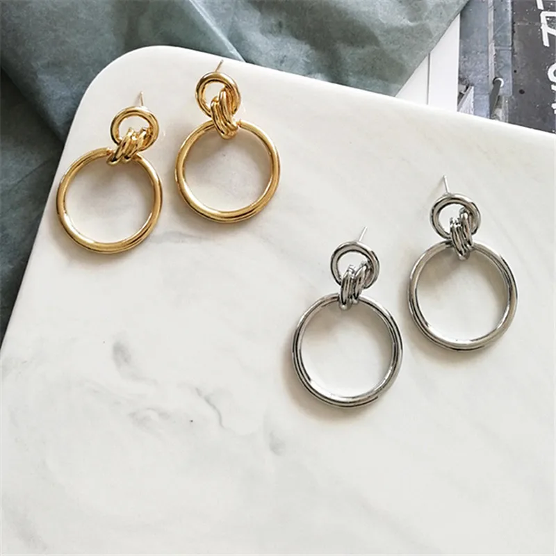 

geometric metal earrings CHIC The girl beautiful earrings Fashionable retro splicing combination earrings Earrings wholesale