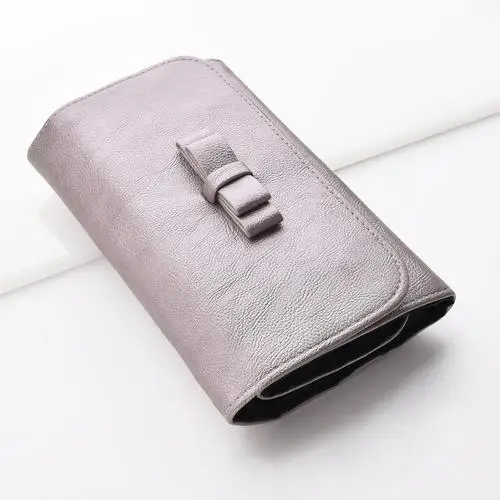 Nieuwe Draagbare Make-up Tas Mode Lederen Canvas Make-up Borstel Zak 6 Kleuren Grote Ruimte Schoonheid Tas инструменты для макияжа - Color: -Lotus color