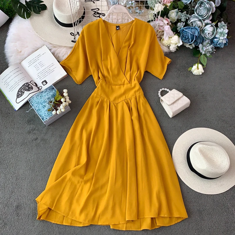 Zqlz летнее пляжное шифоновое длинное платье для женщин Vestidos с v-образным вырезом и