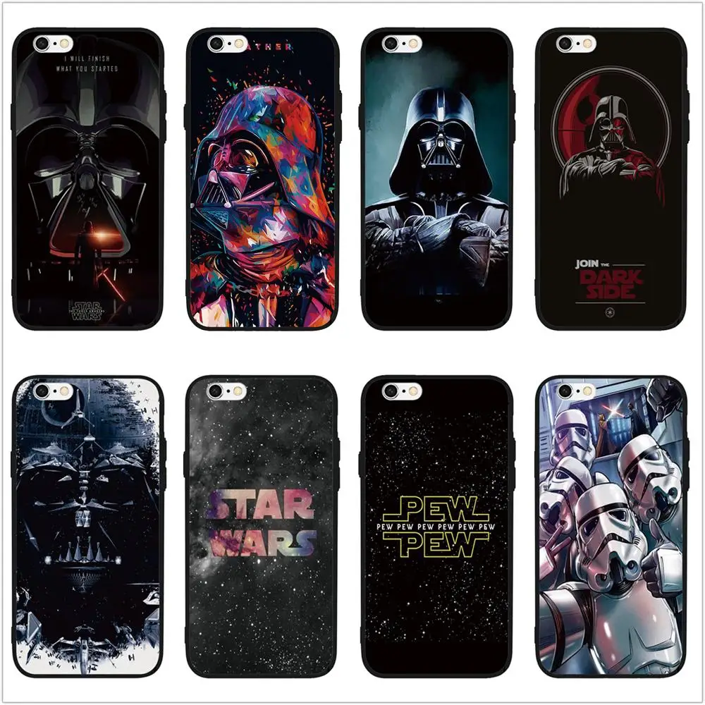 

FATPERSON STAR WARS COMIC DARTH VADER YODA art design Black phone case for iphone 5 5S SE 6 6S 7 8 Plus 10 X Cover shell