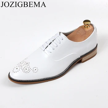 

JOZIGBEMA New Luxury Brand Leather Brogue Mens Flats Shoes Casual British Style Men Oxfords Fashion Brand Dress Shoes For Men