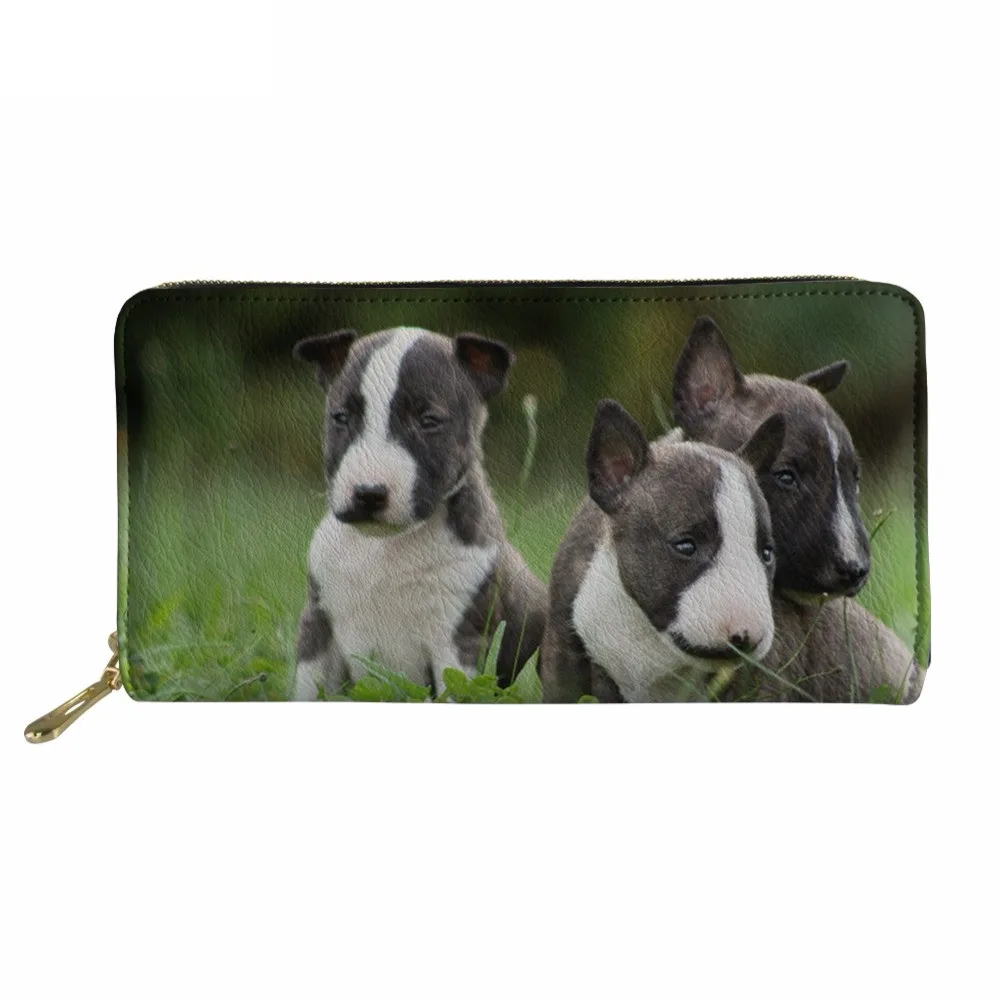 

Cute 3D Puppies Bull Terrier Print Long PU Leather Wallet for Women Men Brand Zipper Purse Money Card Holder Clutch Murse Sumka