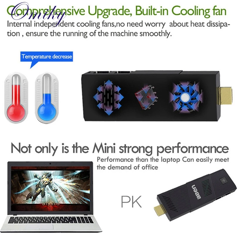 Omiky New Mecall Portable Mini PC Host Windows10 WiFi 1 83GHz TV Stick Quad Core HDMI
