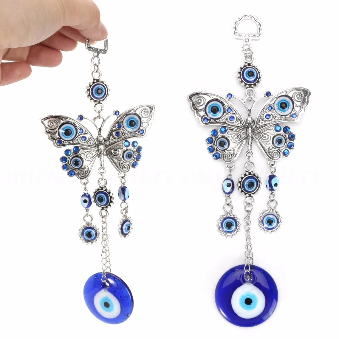 JX LCLYL 20 см Butterfly Турецкая голубой Стекло зла амулет в виде глаза настенный Декор