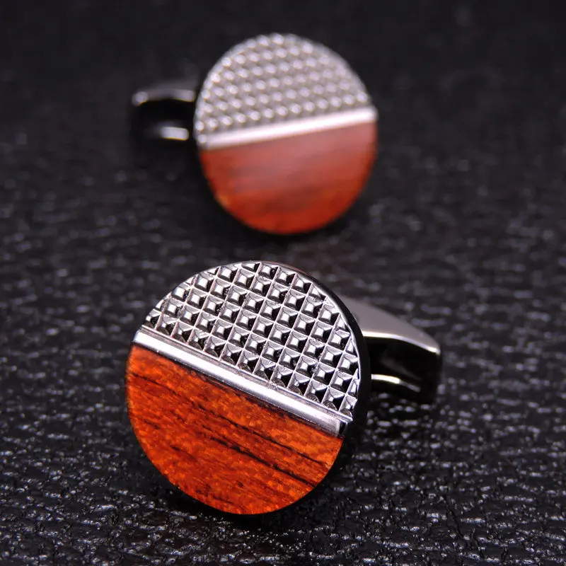 New Design Factory Price Retail Men's Cufflinks Classic Stainless Steel Material Redwood Cuff Links Free Shipping | Украшения и