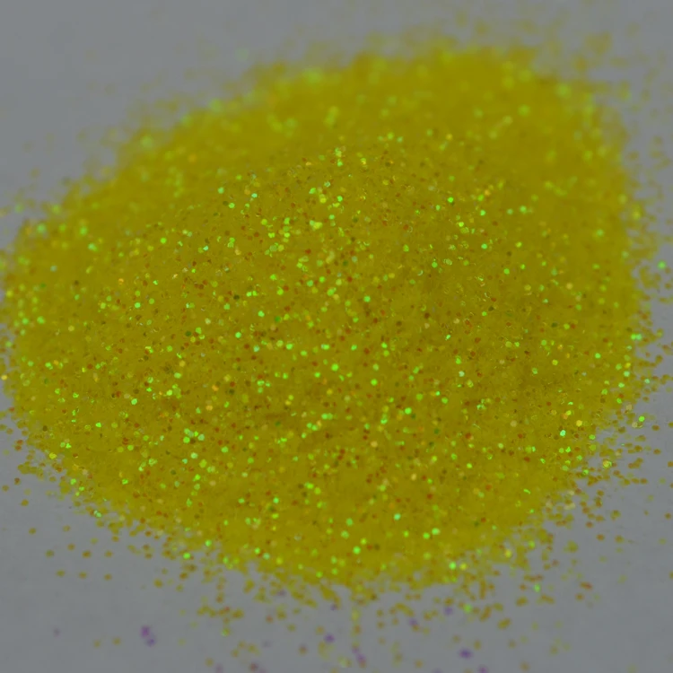 

100g/lot Hot sale Neon Yellow Colors solvent resistant glitter for nail gel nail polish or Other art Decoration