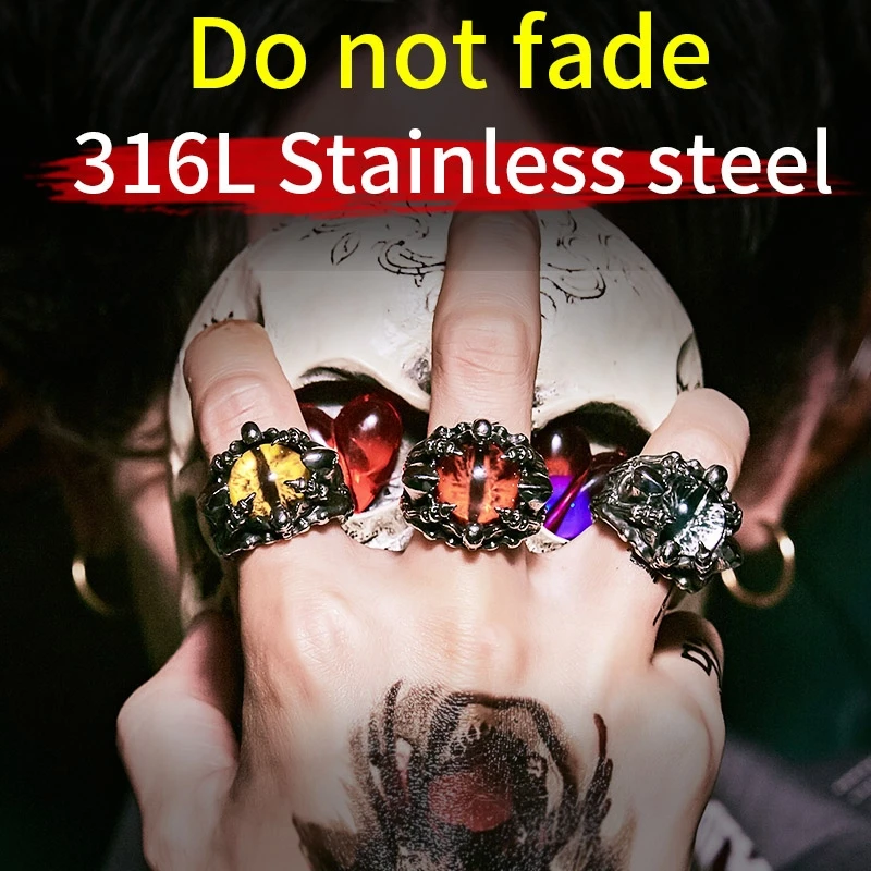 Punk Rock Claw with three Zircon stone evil eyeball CZ ring men anniversary Biker Skull jewelry finger ring jewelry accessories animal ring