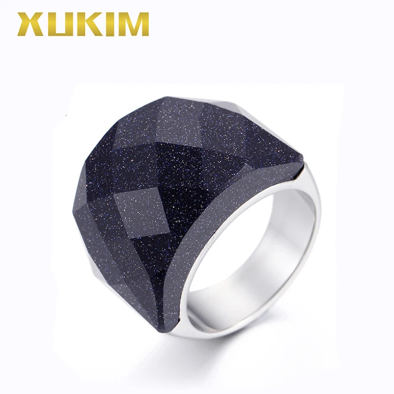

TSR227 Xukim Jewelry stainless steel rings black opals rings sliver titanium rings for men and women wedding