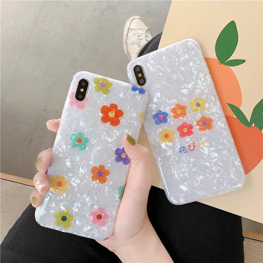 

Fashion Transparent Shell Flower Phone Case for iphone 6 6s 7 8 Plus Small Fresh All-inclusive Anti-fall Soft Cover XS Max XS XR