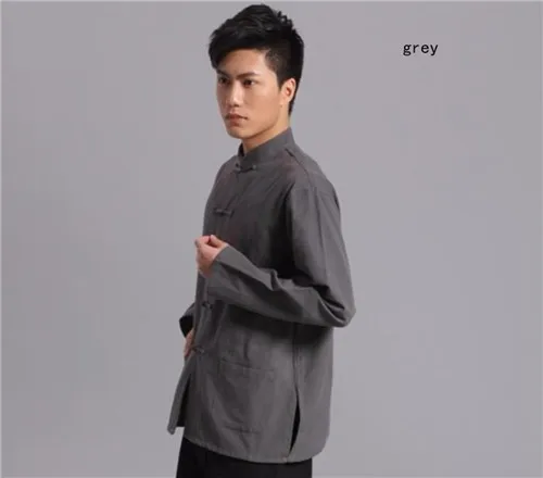 Высокое количество Мужские 9 цветов хлопок лен с длинным рукавом кунг-фу Рубашка для тайчи Классический китайский стиль Tang одежда