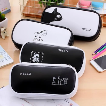 

Creative Simple High Quality PU Student Pencil Case Cartoon Large-Capacity Pencil Bag Stationery Box Cute Office School Supplies