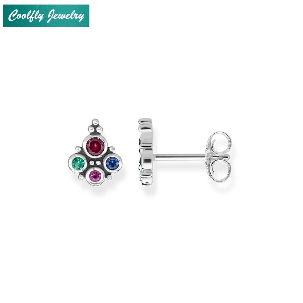 COOLFLY Royalty Colourful Stones Ear Studs For Women 2018 European High Quality Fashion Jewelry Earrings Gift Bijoux Wholesale | Украшения