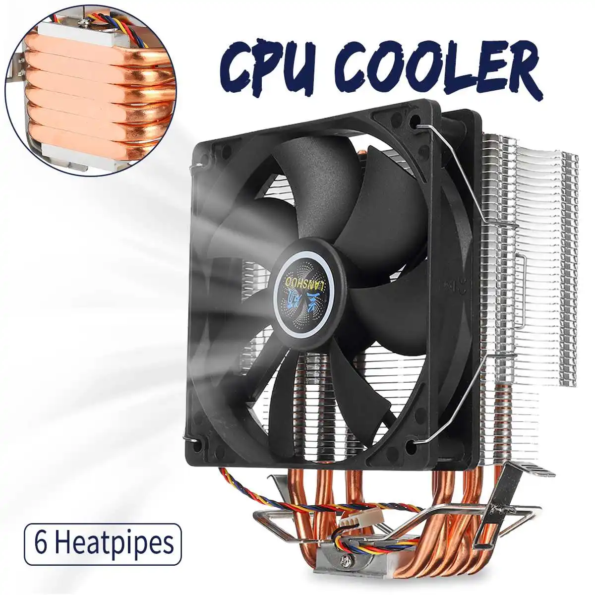 

3Pin 12cm 6 Heat Pipes CPU Cooler Copper Heatpipes Cooling Fan Radiator Heatsink Cooler for LGA 1150/1151/1155/1156/1366/775 AMD