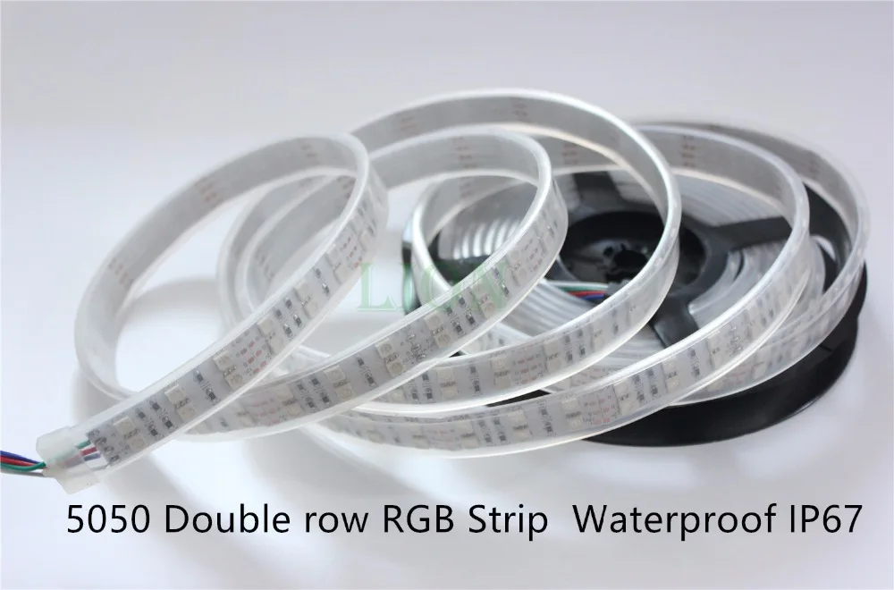 Двухрядная Светодиодная лента RGB 1/2/3/4/5 М 5050 белый теплый водонепроницаемый IP20/67 SMD