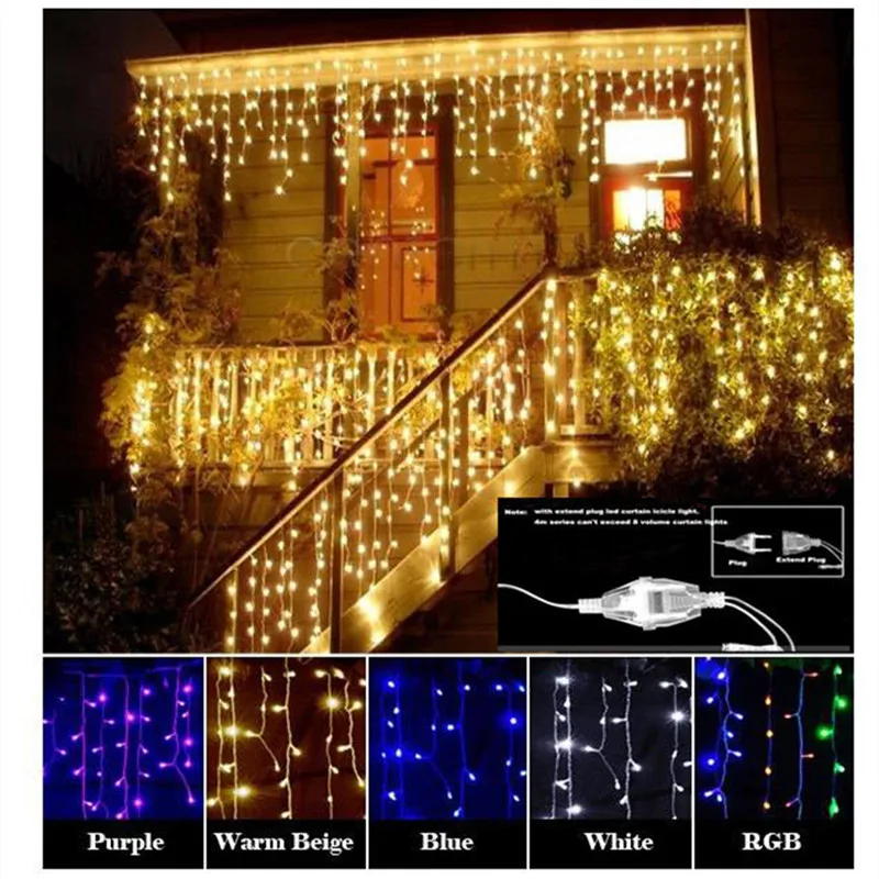 Christmas Garland LED Curtain Icicle String Light 220V 4.5m 100Leds Indoor Drop LED Party Garden Stage Outdoor Decorative Light