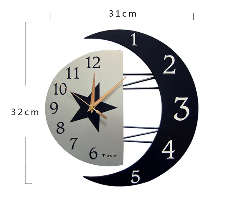 Персонализированные Moon стильные настенные часы краткое современный тихий кварцевый Средиземноморский Спальня Гостиная творческий