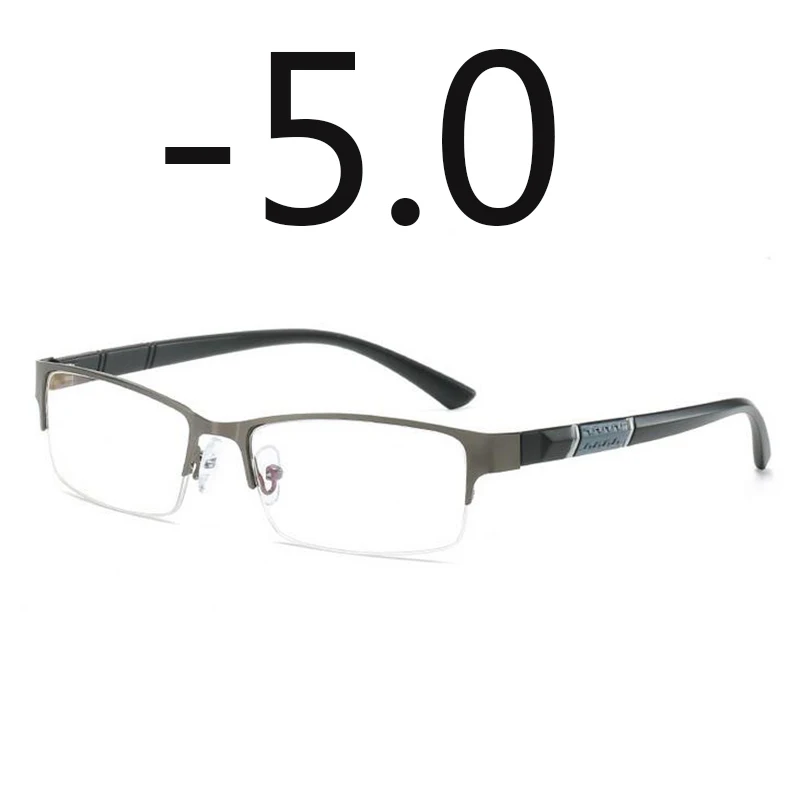 Полуметаллическая Оправа синяя пленка ультра-светильник близорукие очки Смола близорукость унисекс близорукость 0-0,5-1-1,5-2-3-6 - Цвет оправы: gray frame -5.0