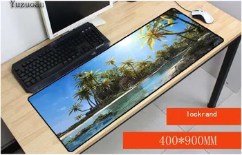 

Yuzuoan 900x400x3mm Large Overlock Water Beach Ocean Palm Trees Custom Printing Mouse Pad Natural Rubber Drop Shipping Mousepad