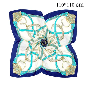 

NEW Brand Satin Silk Scarf Women BIG Square Shawl Wrap Spring Autumn Female 100% Silk Scarves 110*110cm Gift Silk Scarf