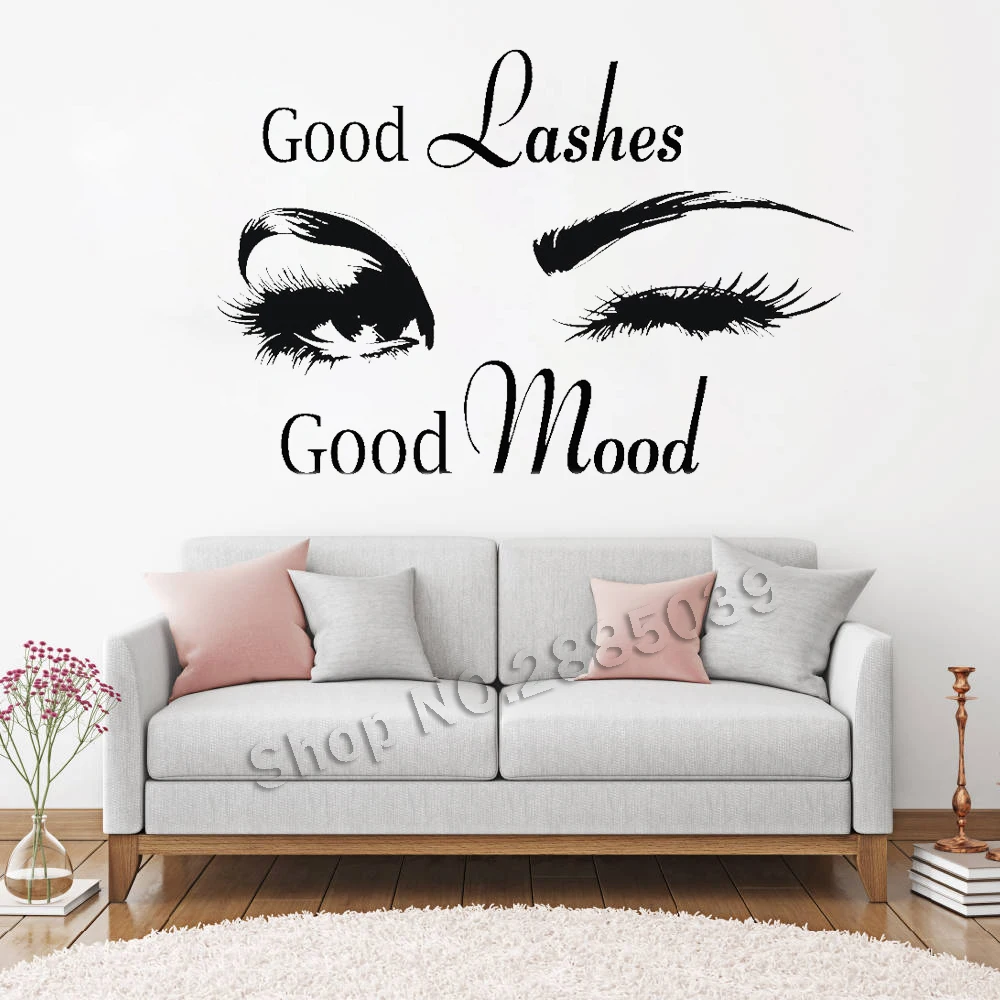 

Good Lashes Beauty Salon Quote Wall Stickers Decal Eye Eyelashes Art Girl Room Decals Decor Modern Beauty Shop Vinyl Mural LC358