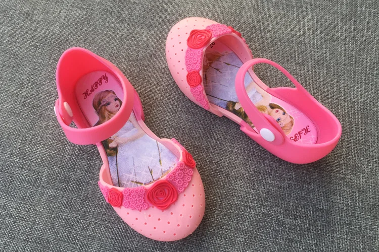 Размеры 24-29; милые сандалии для девочек с цветочным узором; Высококачественная Детская летняя обувь; вечерние сандалии детские мокасины принцессы; прозрачная обувь для девочек