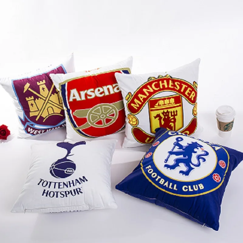 

Home Decoration Pillow simple modern football team logo Chelsea Tottenham super soft digital printing sofa pillow cushion cover