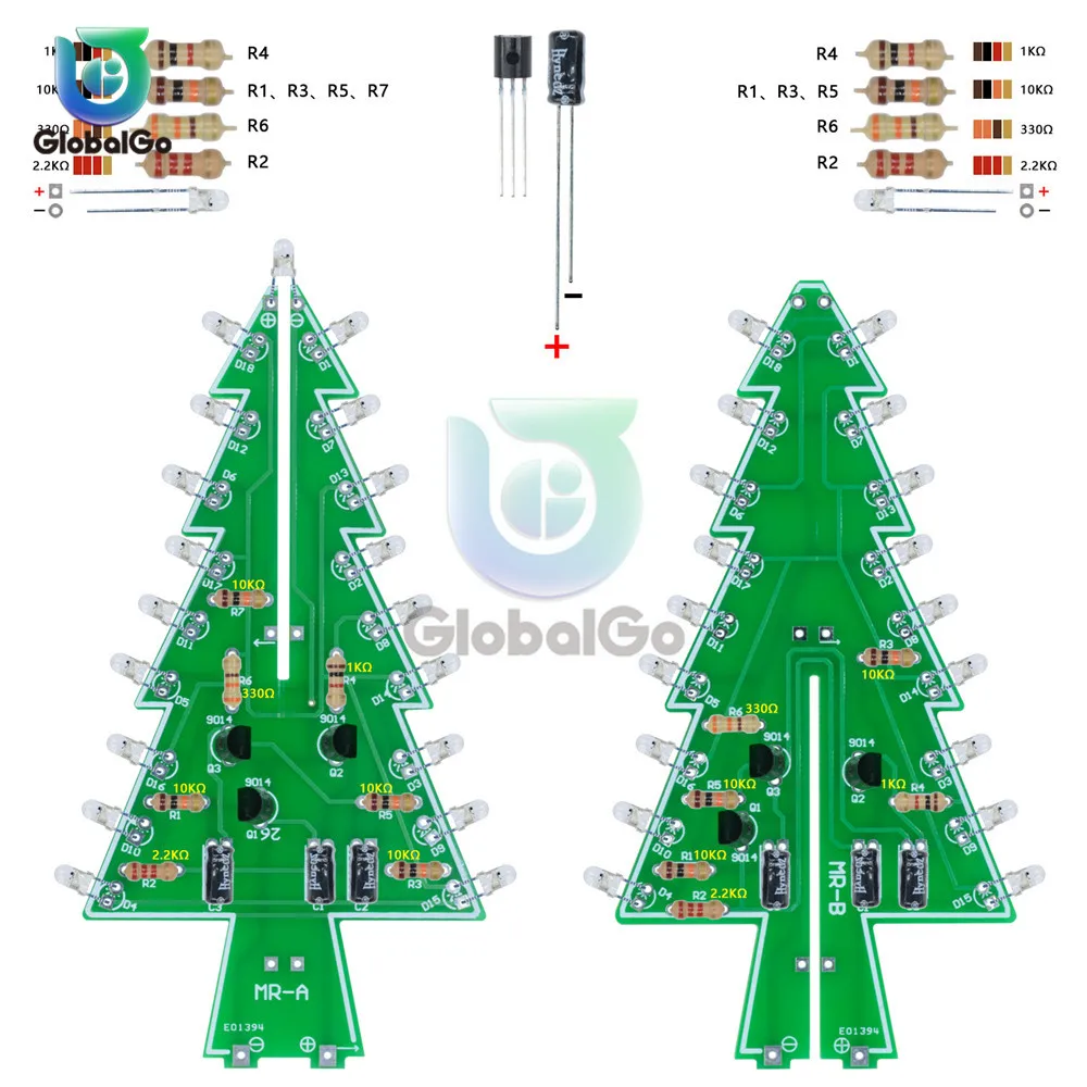 7 Seven Color Flash Christmas Tree Parts Kit Diy LED 3D Christmas Tree Circuit Board Module With Led Lights Self-locking Switch