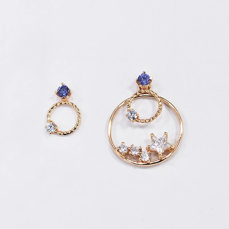 

Ruifan Asymmetrical Round CZ Cubic Zircon Stud Earrings for Women 14K Gold Color 925 Silver Earrings Stone Fine Jewelry YEA114