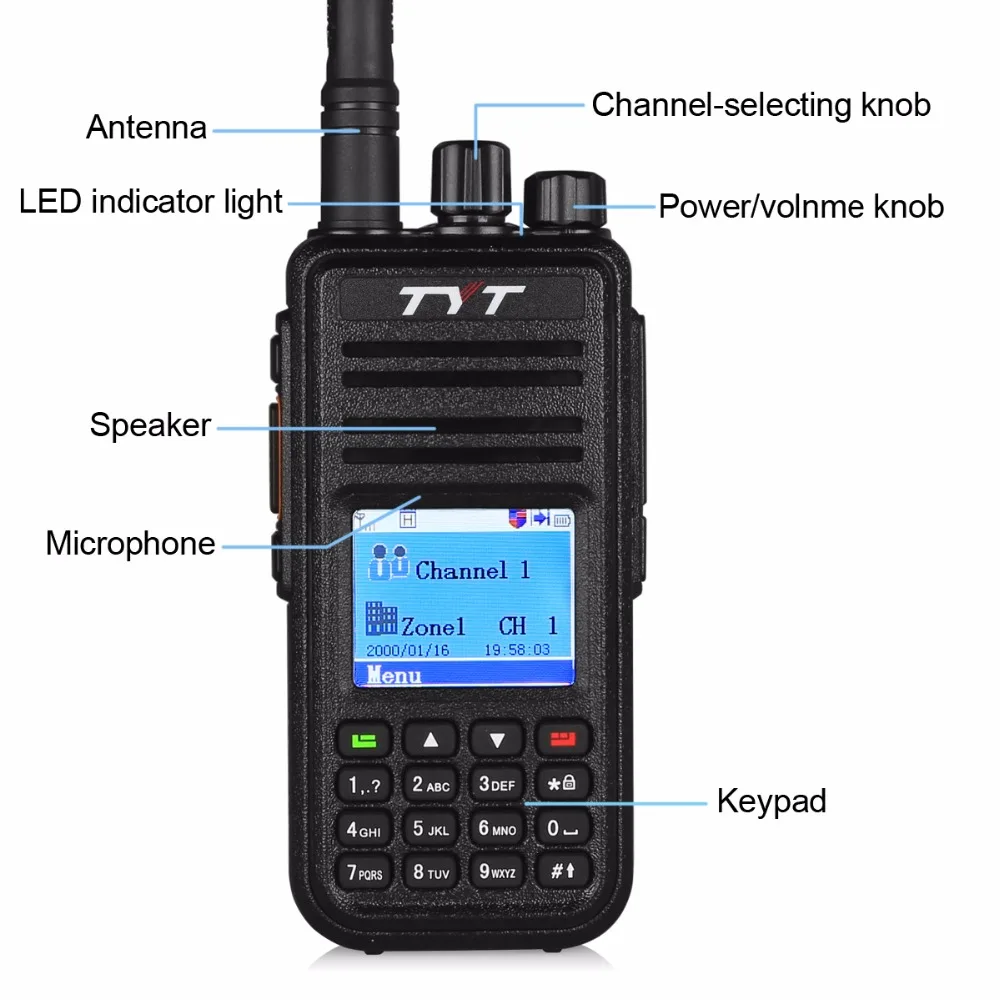 TYT MD-380 UHF 400-480 МГц цифровое радио DMR 1000 каналы двухканальные рации с кабелем для программирования md380 + оригинальный удаленный динамик