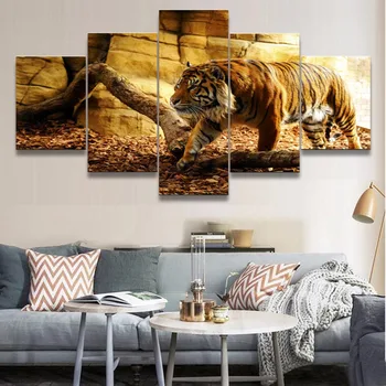 

Canvas HD Prints Pictures Wall Art Modular Framework For Living Room Home Decorative 5 Pieces Animal Tiger Paintings Poster