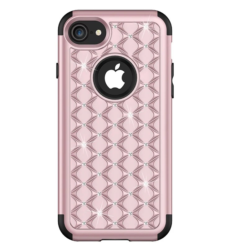 Bling Diamond Shockproof  Armor Case For iphone 11 12 13 Pro XS Max 8 7 Plus Cover 3 in 1 Silicon & PC Full Protection Back Case case for iphone 13 mini