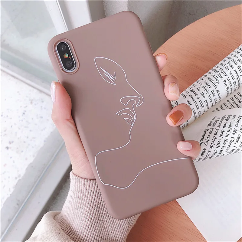 

for iPhone 6,6 Plus,6s,6s Plus,7,7 Plus,8,8 Plus,X,XR,XS MAX,XS Simple Art Portrait Soft TPU Case