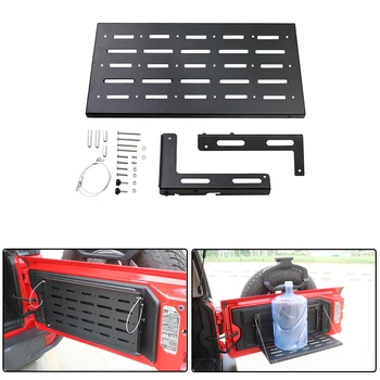 

For Jeep Wrangler JL JLU Foldable Rear Trunk Door Rack Cargo Luggage Carrier Storage Aluminium Alloy Tailgate Table 2018 2019