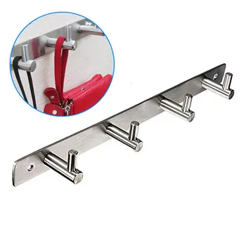 

High Quality Stainless Steel Bathroom Convenience Hooks For 4 Coat Hat Clothes Robe Holder Rack Wall Hanger Mount Hook BS